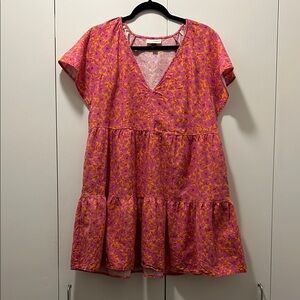 Universal Thread Pink and Orange Babydoll Dress